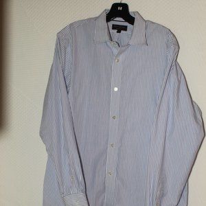 Banana Republic Men's Sz L Light Blue Striped Dress Shirt